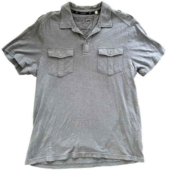 Guess Men's Grey 100% Cotton Polo Size M - Picture 1 of 5